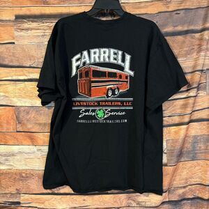 Port & Company Men's Black XL 100% Cotton Farrell Livestock Trailer Graphic